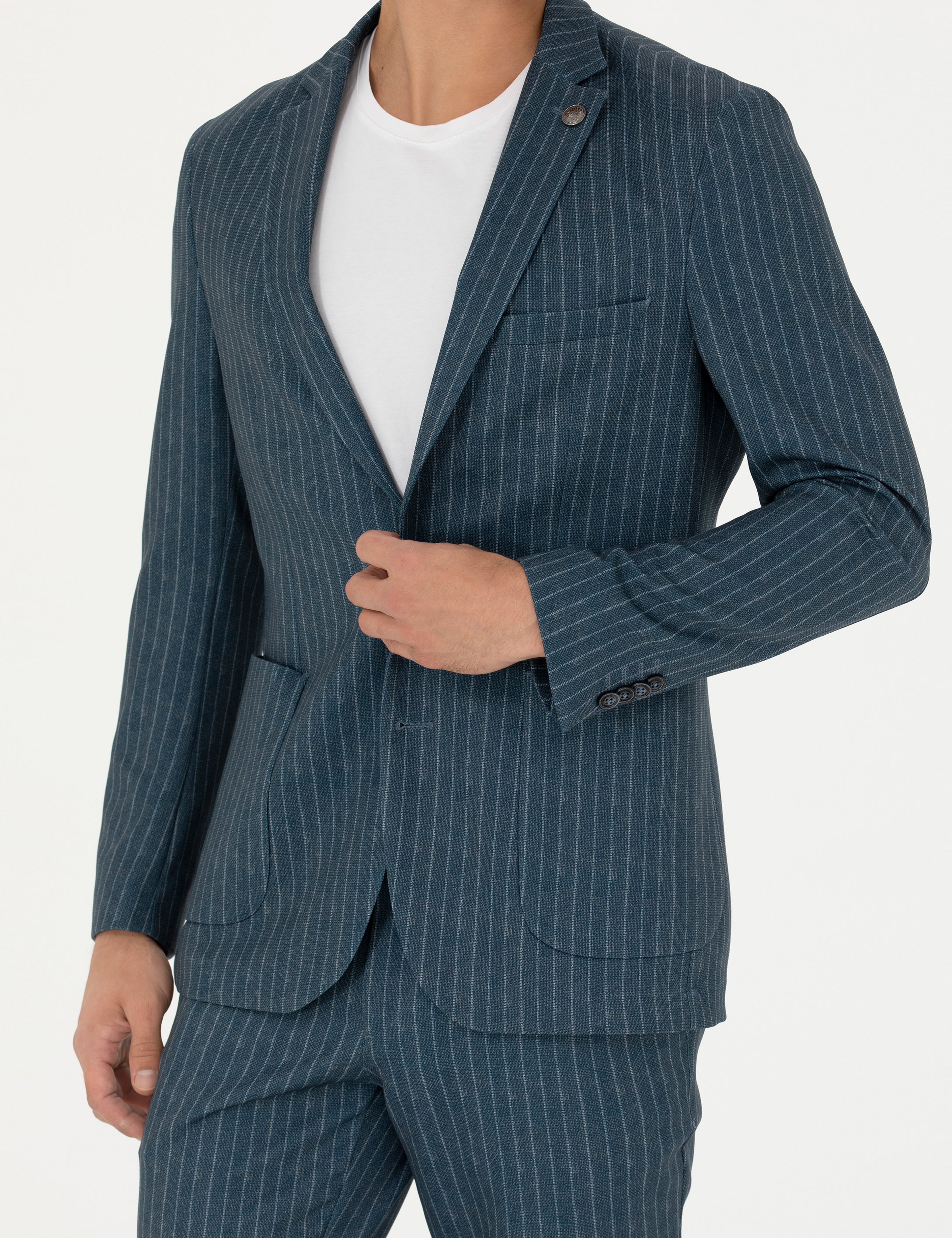 Mavi Ex. Slim Fit Çizgili Spor Takım Elbise