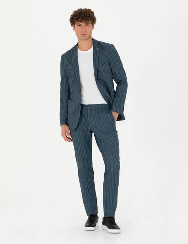 Mavi Ex. Slim Fit Çizgili Spor Takım Elbise