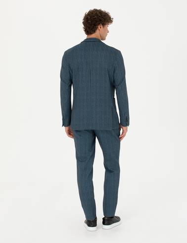 Mavi Ex. Slim Fit Çizgili Spor Takım Elbise