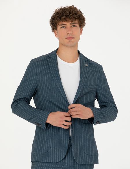 Mavi Ex. Slim Fit Çizgili Spor Takım Elbise - 50281896047