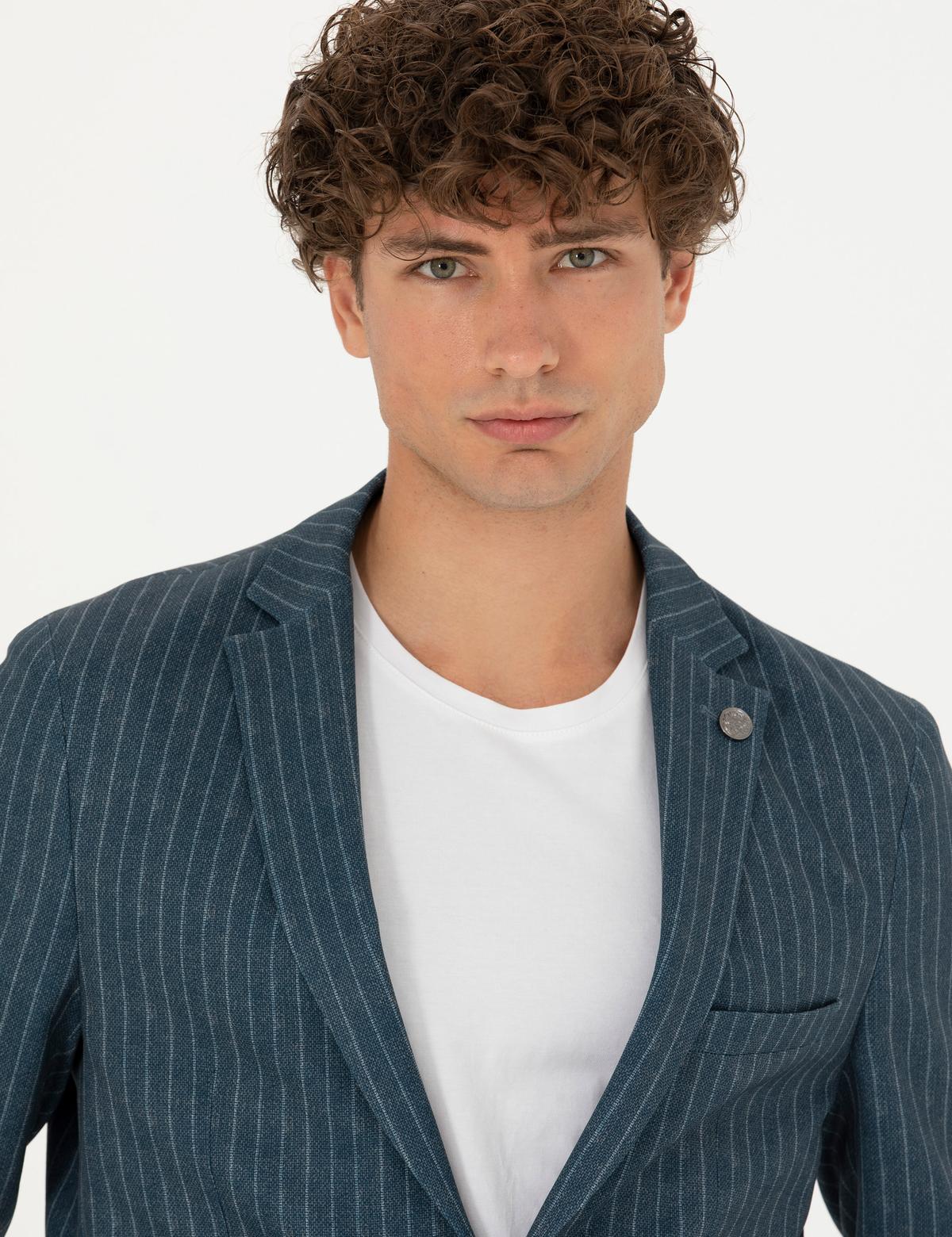 Mavi Ex. Slim Fit Çizgili Spor Takım Elbise - 50281896047