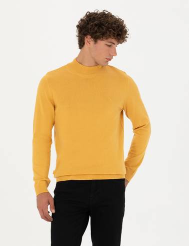 Hardal Slim Fit Yarım Balıkçı Yaka Basic Triko Kazak