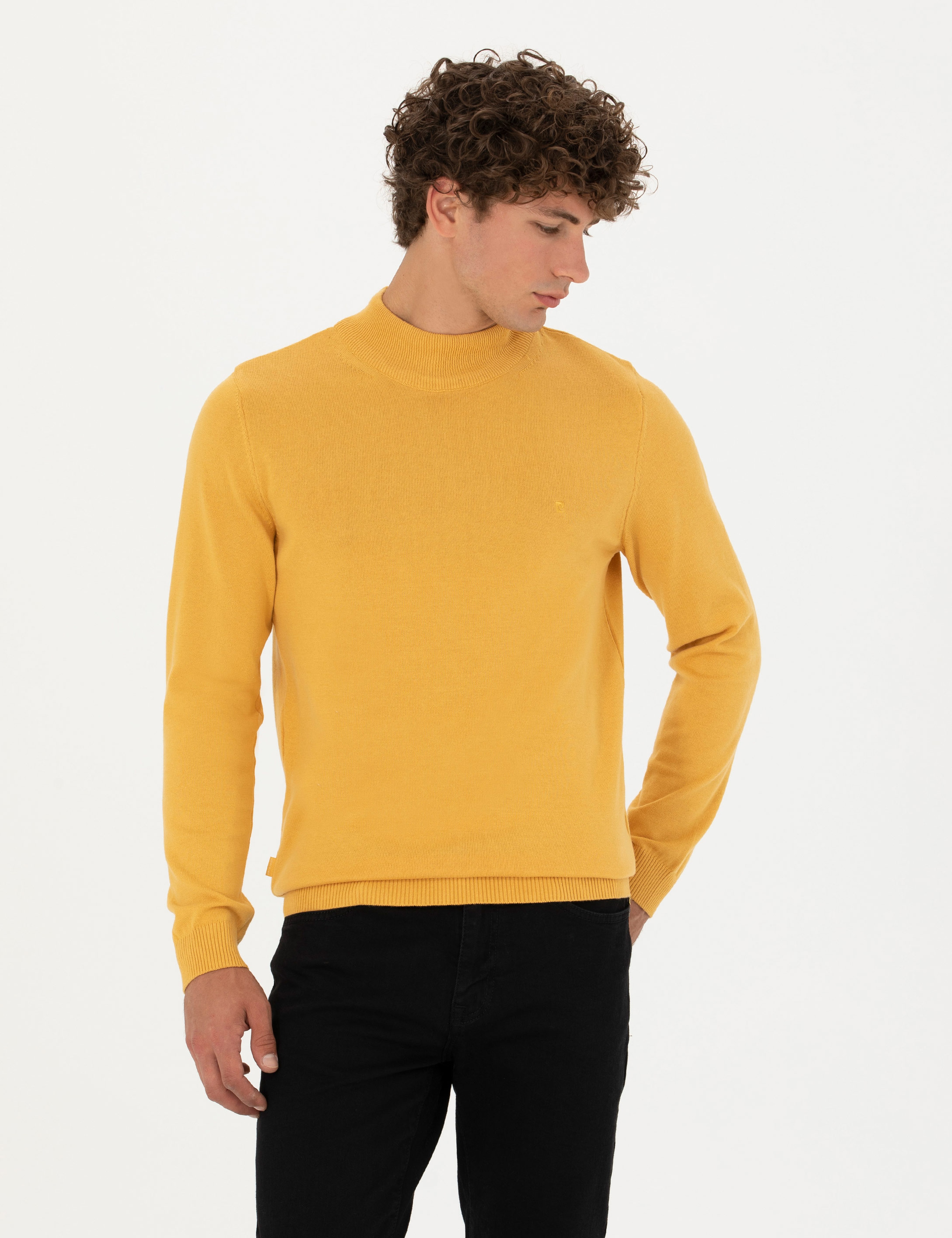Hardal Slim Fit Yarım Balıkçı Yaka Basic Triko Kazak - Image 3