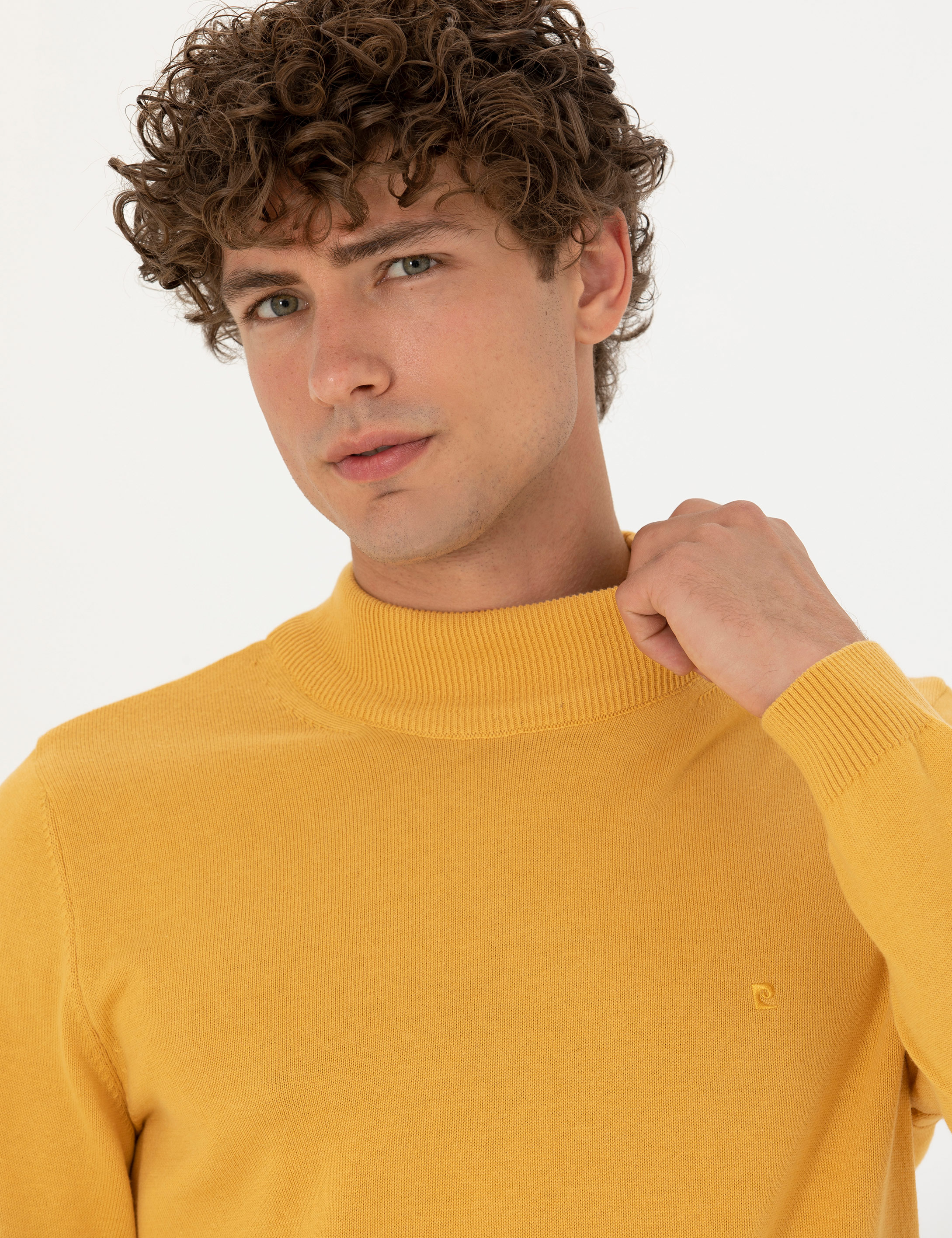 Hardal Slim Fit Yarım Balıkçı Yaka Basic Triko Kazak