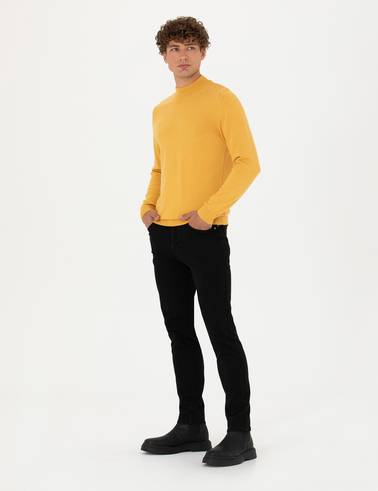Hardal Slim Fit Yarım Balıkçı Yaka Basic Triko Kazak