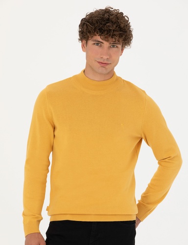 Hardal Slim Fit Yarım Balıkçı Yaka Basic Triko Kazak
