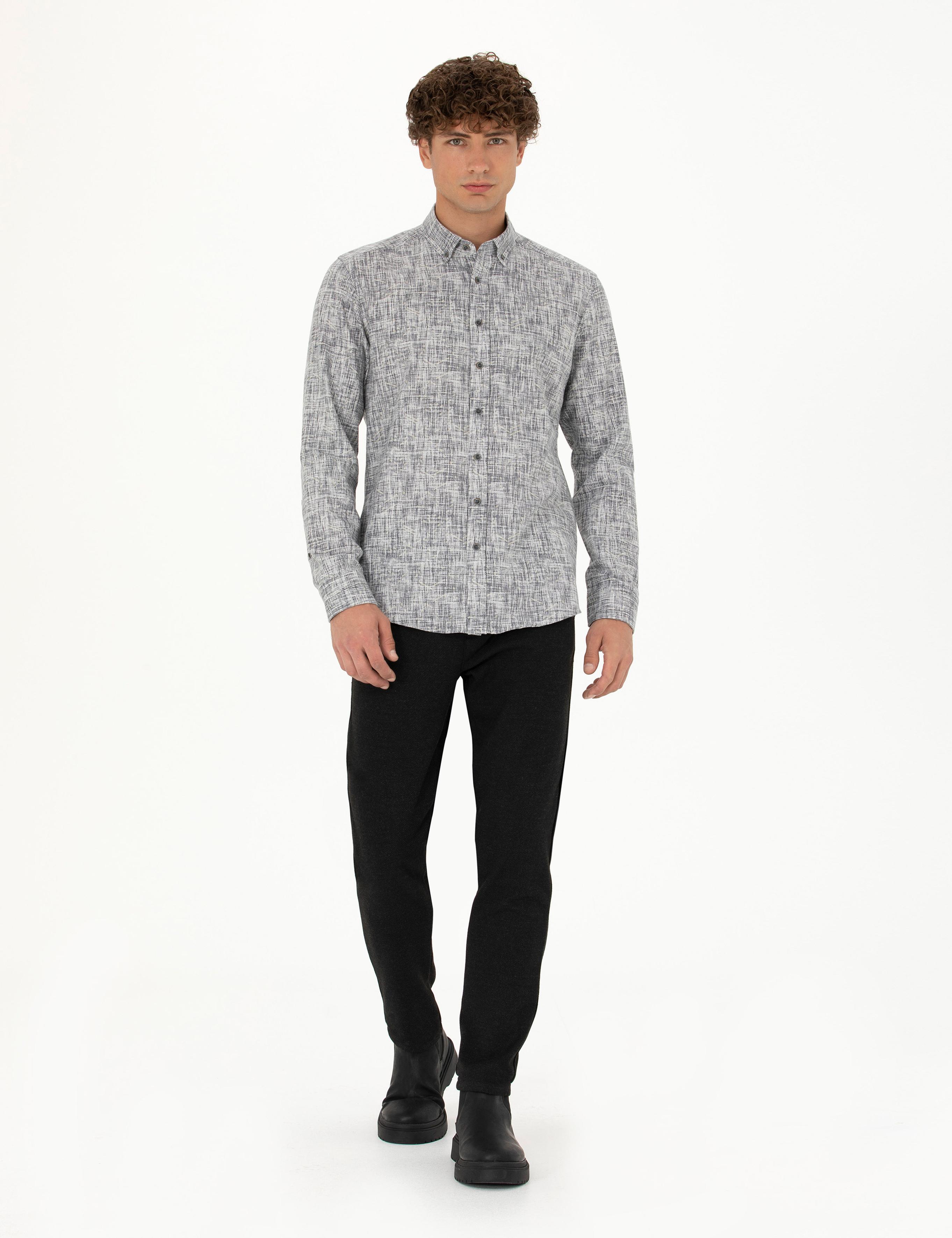 Siyah Slim Fit Kanvas Pantolon