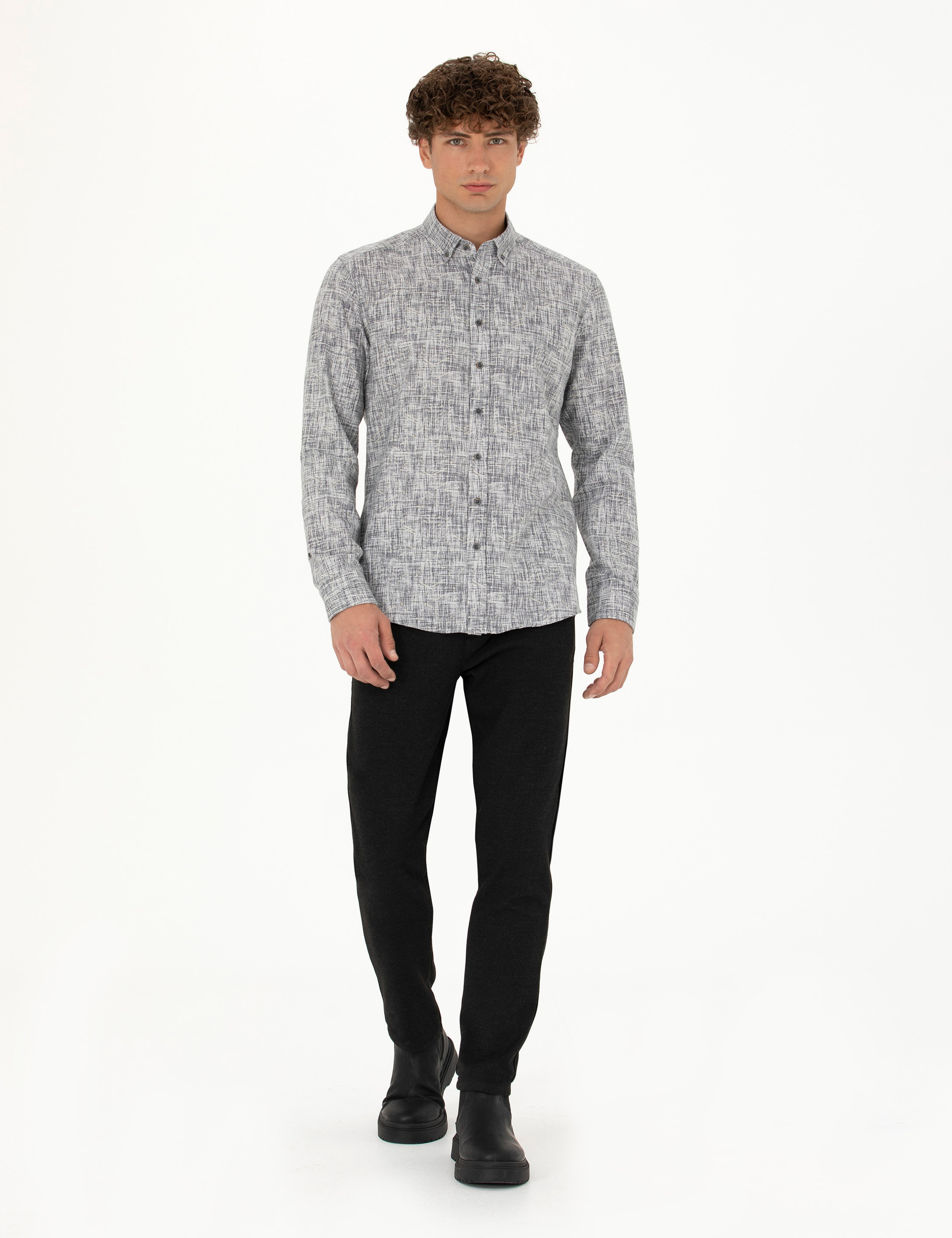 Siyah Slim Fit Kanvas Pantolon