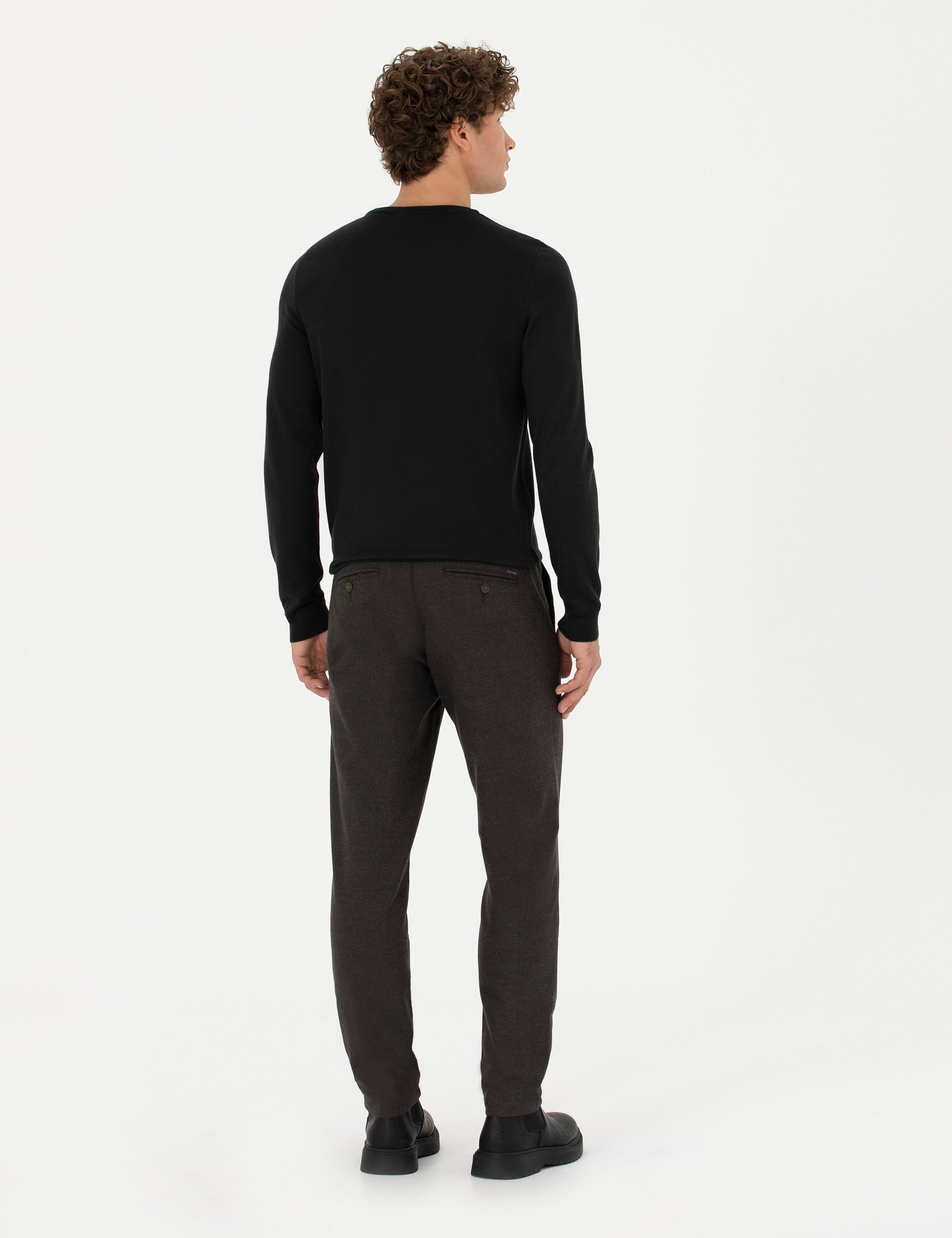 Kahverengi Slim Fit Kanvas Pantolon - Image 4