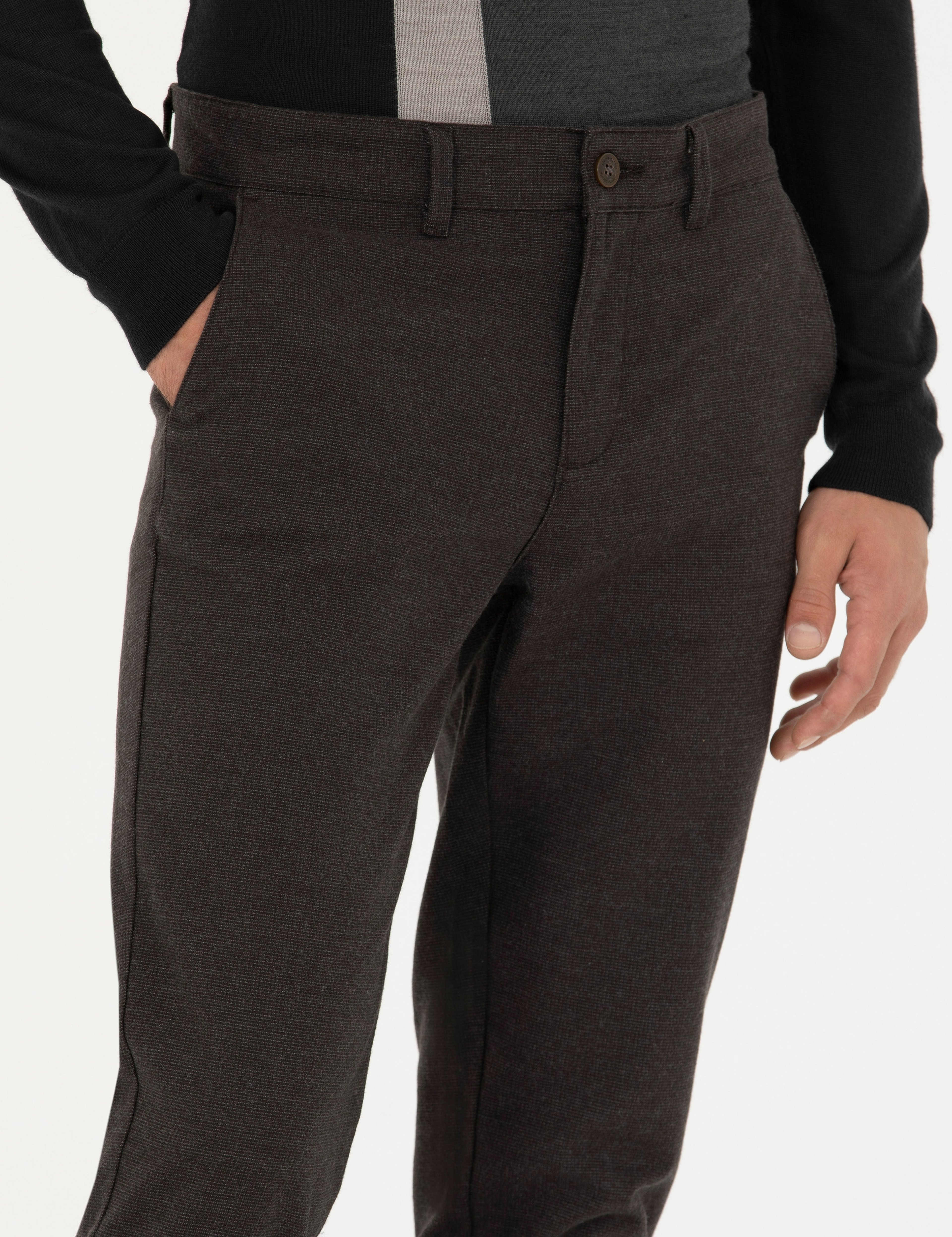 Kahverengi Slim Fit Kanvas Pantolon - Image 5