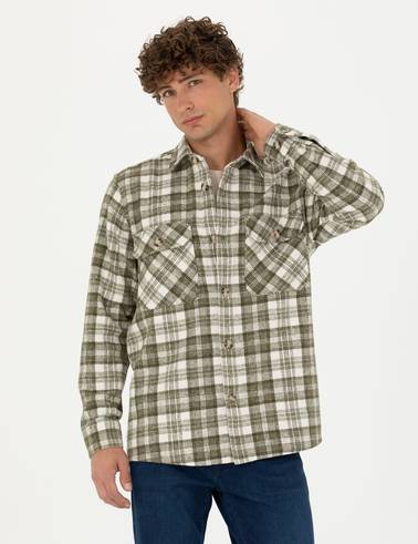 Haki Oduncu Oversize Gömlek