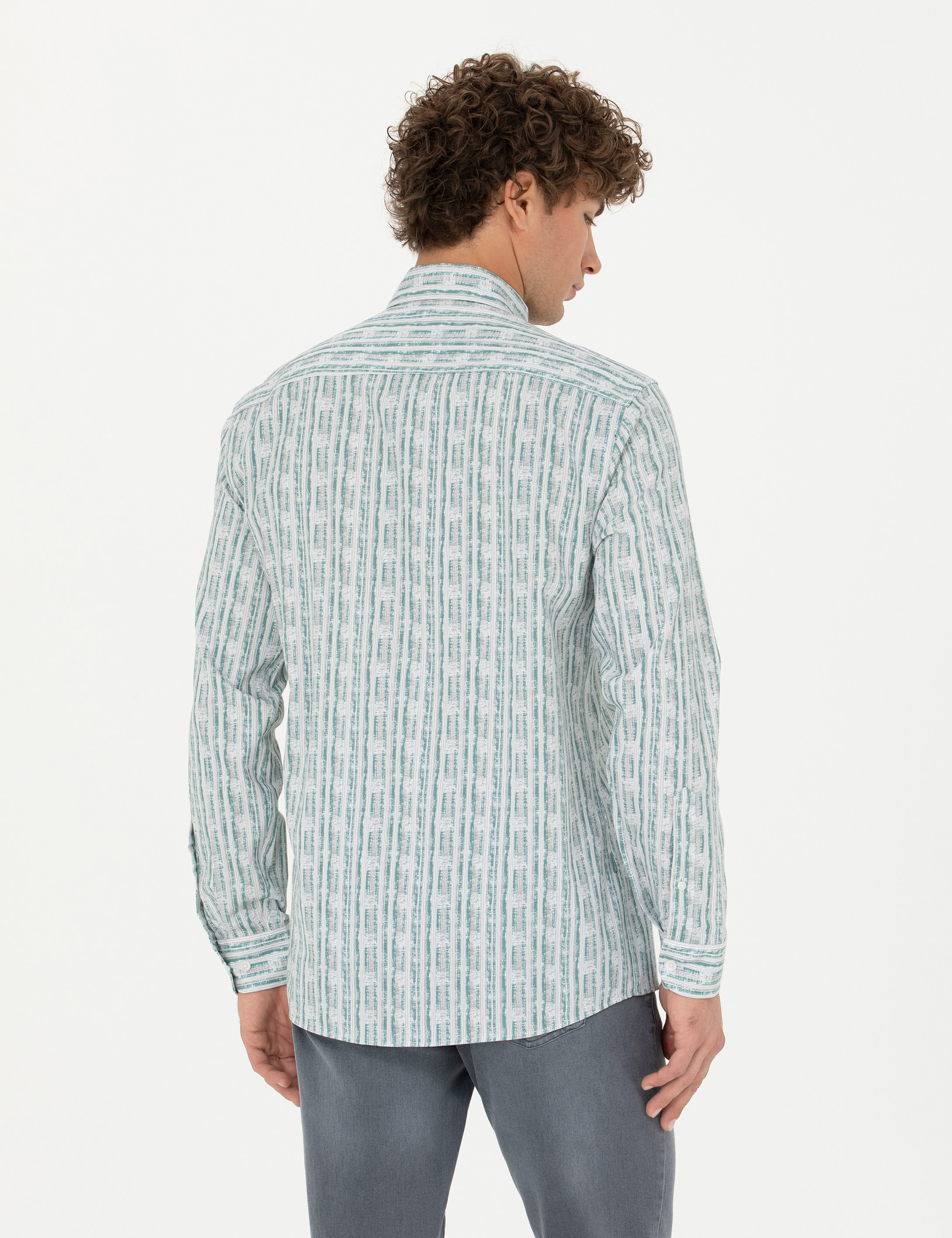 Mint Regular Fit Uzun Kollu Gömlek - Image 5