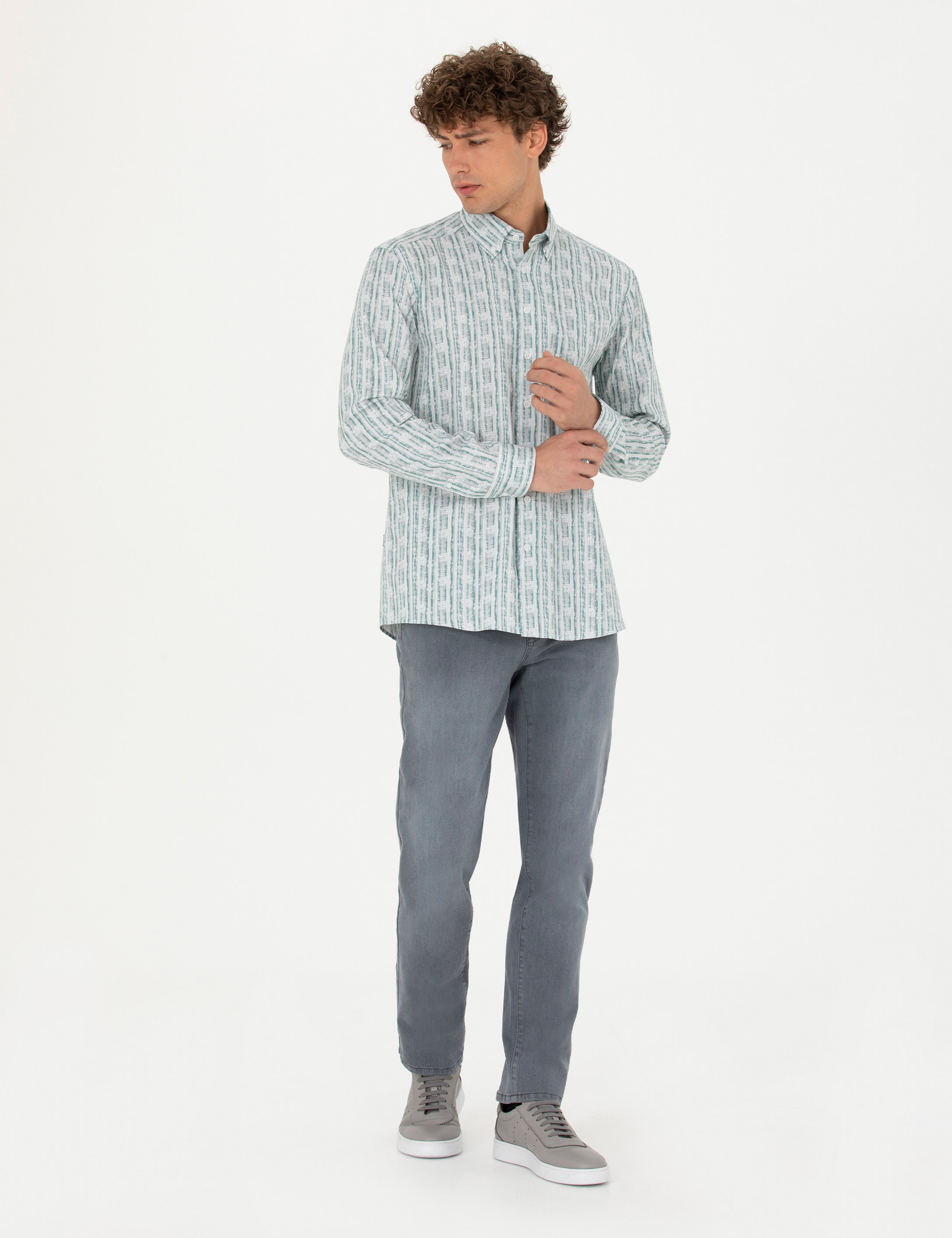 Mint Regular Fit Uzun Kollu Gömlek - Image 4