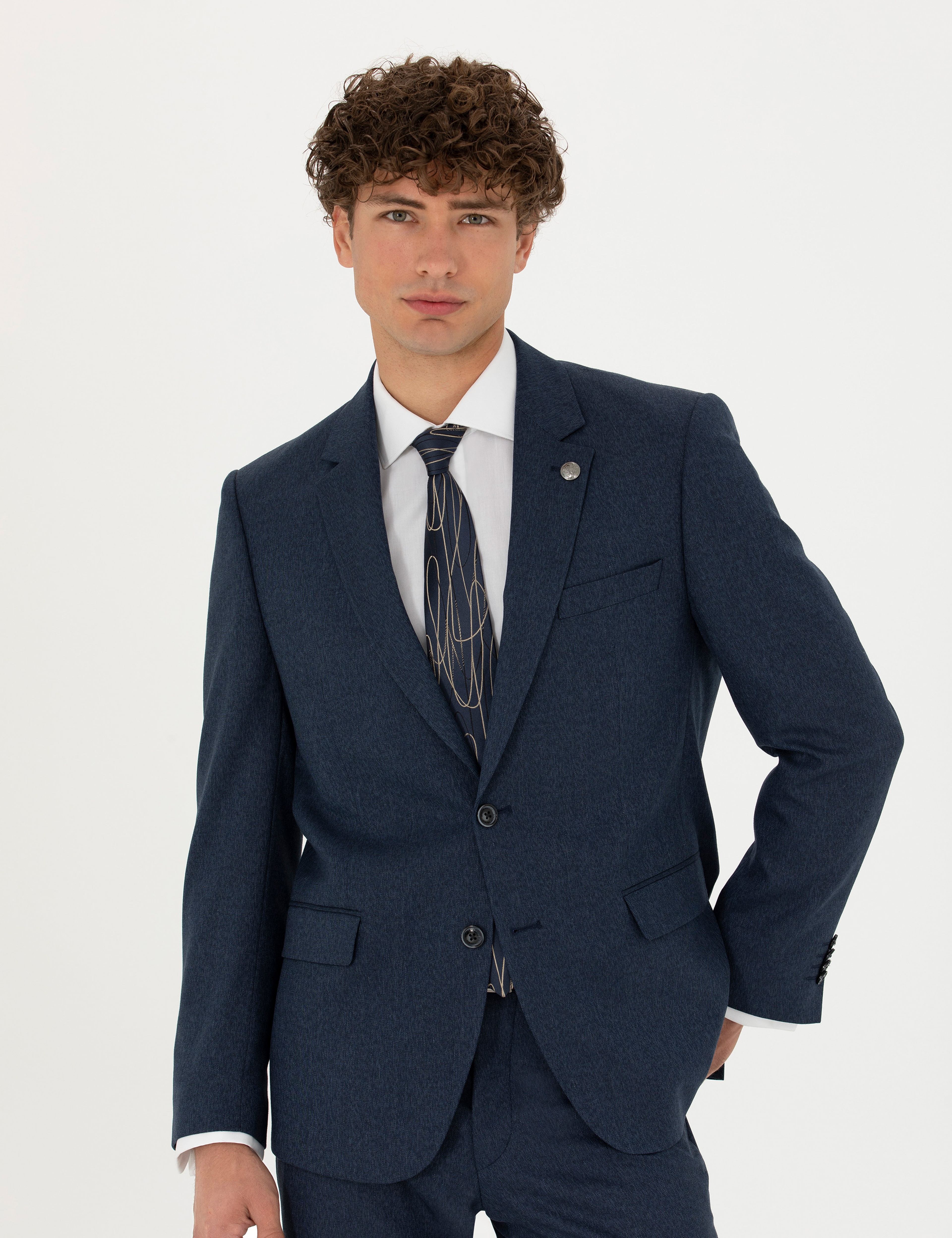 Lacivert Slim Fit Takım Elbise - Image 4