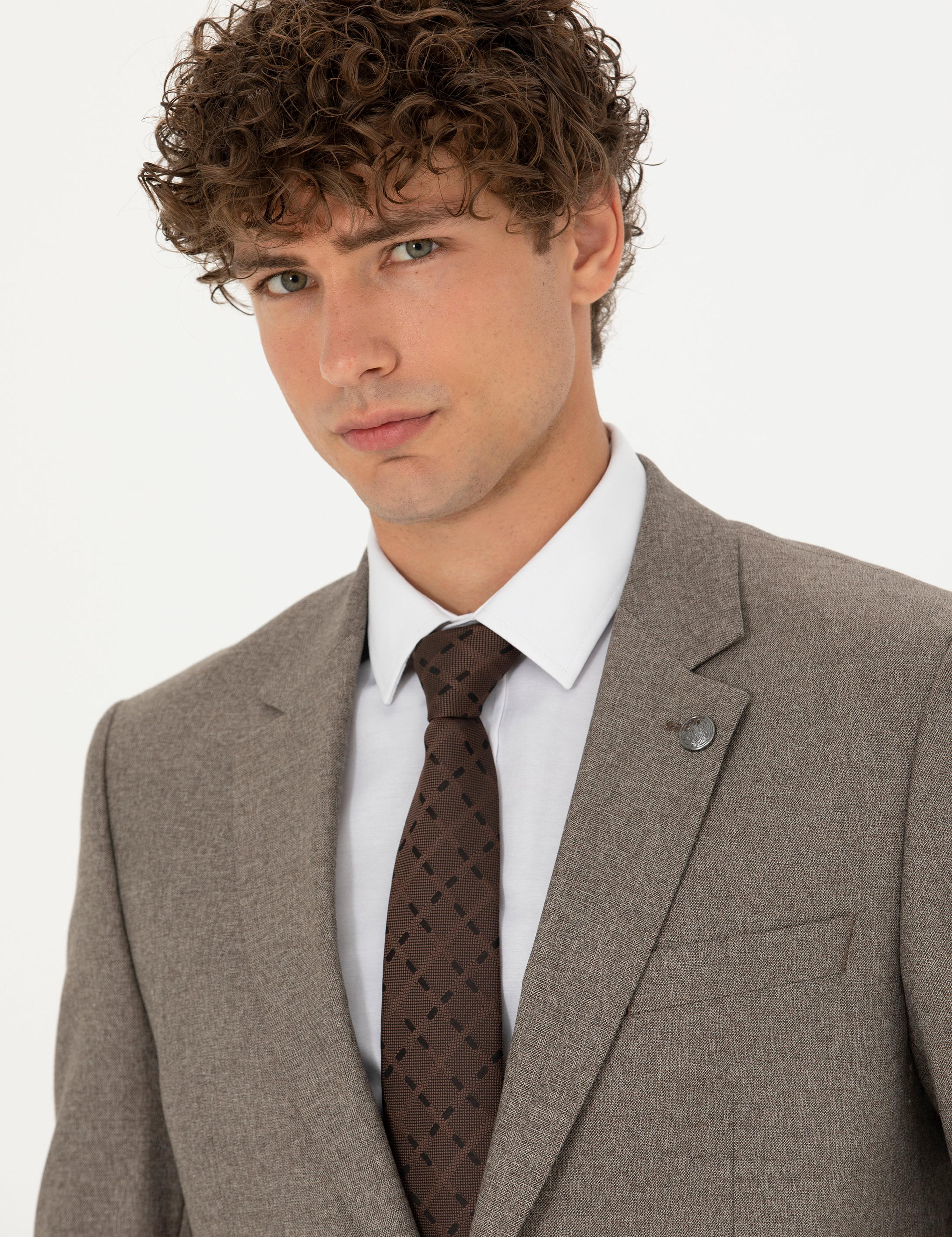 Açık Kahverengi Slim Fit Takım Elbise