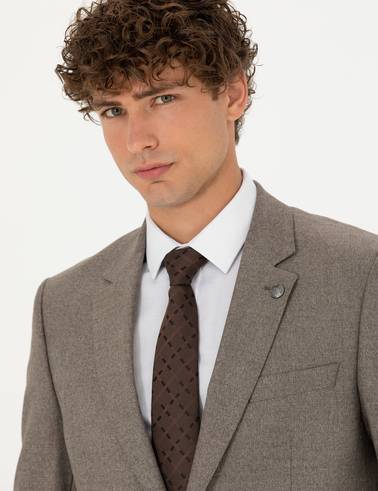 Açık Kahverengi Slim Fit Takım Elbise