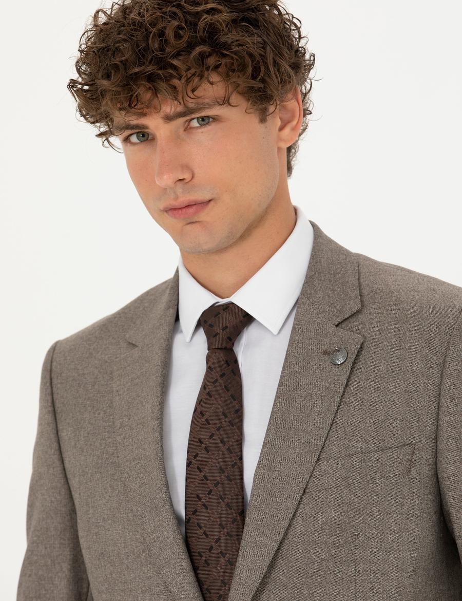 Açık Kahverengi Slim Fit Takım Elbise