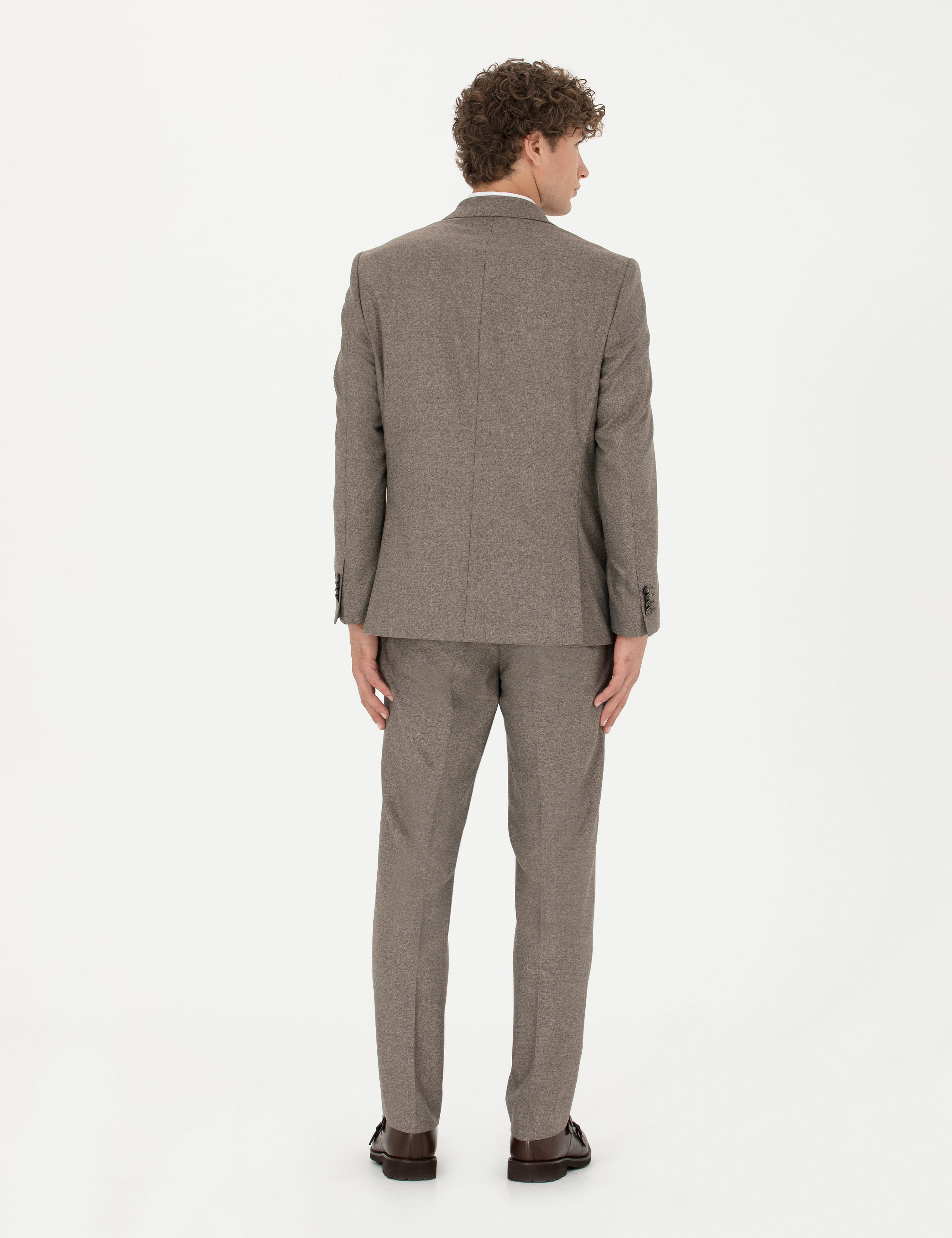Açık Kahverengi Slim Fit Takım Elbise - Image 5