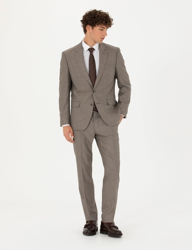Açık Kahverengi Slim Fit Takım Elbise