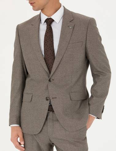 Açık Kahverengi Slim Fit Takım Elbise