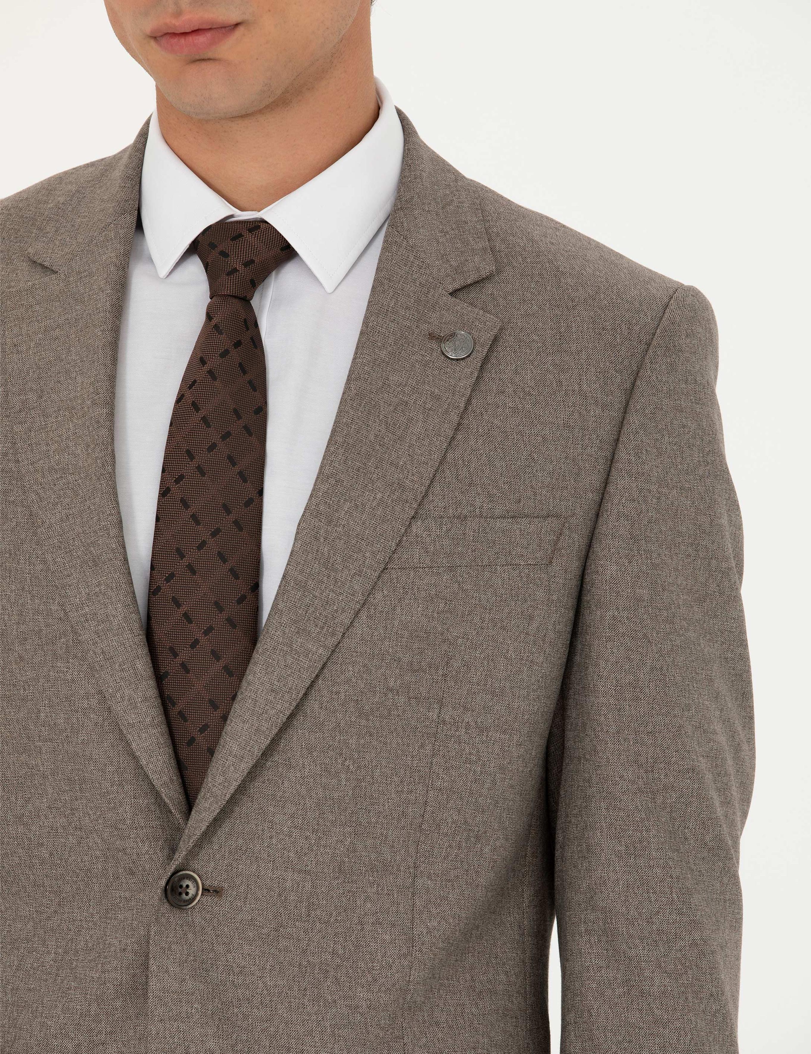 Açık Kahverengi Slim Fit Takım Elbise