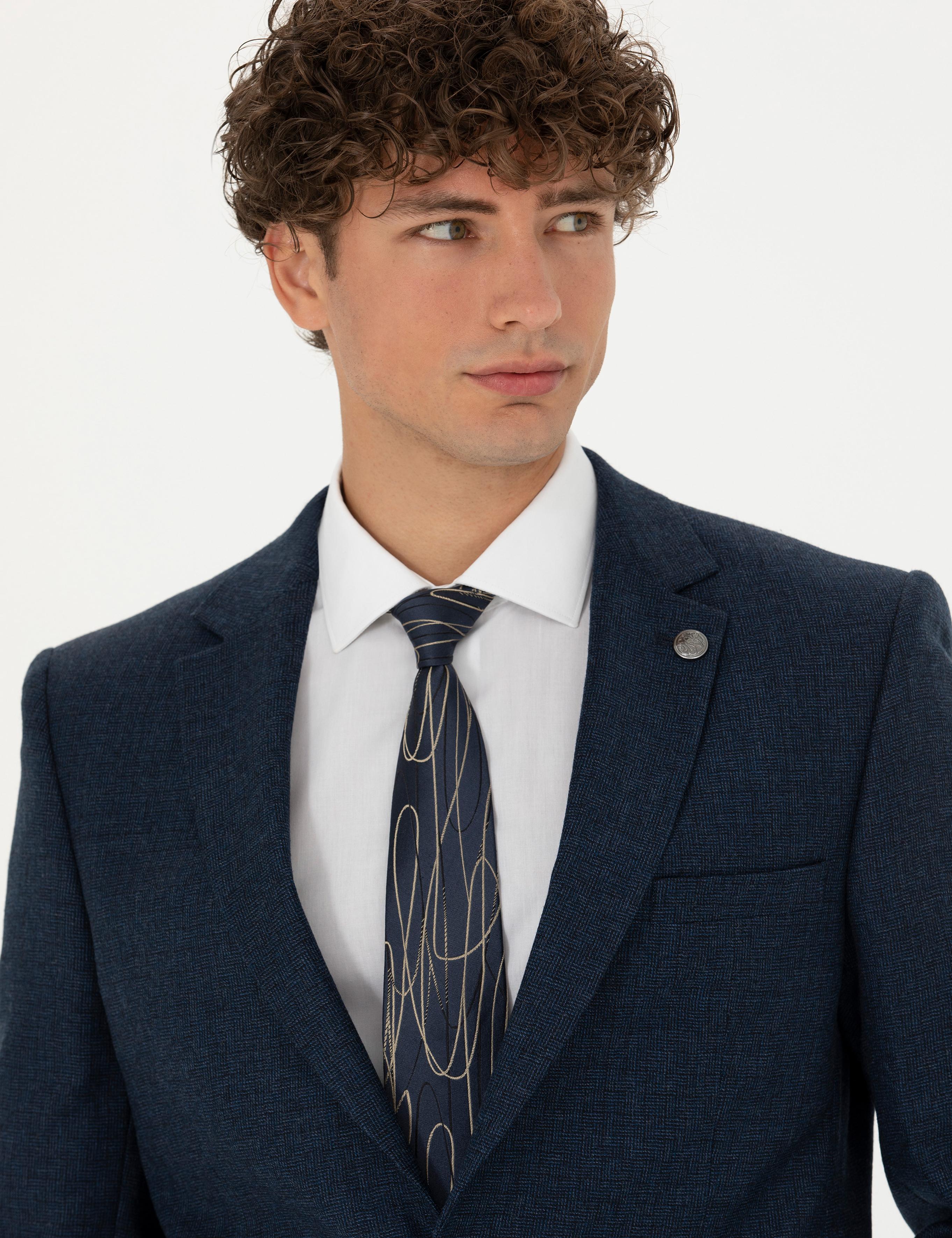 %100 Yün Lacivert Slim Fit Takım Elbise