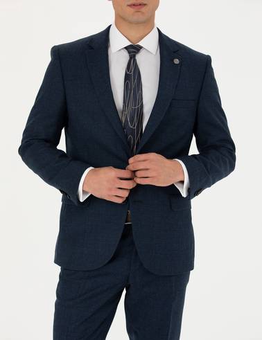 %100 Yün Lacivert Slim Fit Takım Elbise