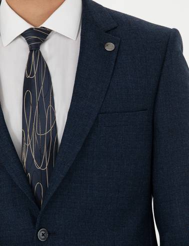 %100 Yün Lacivert Slim Fit Takım Elbise