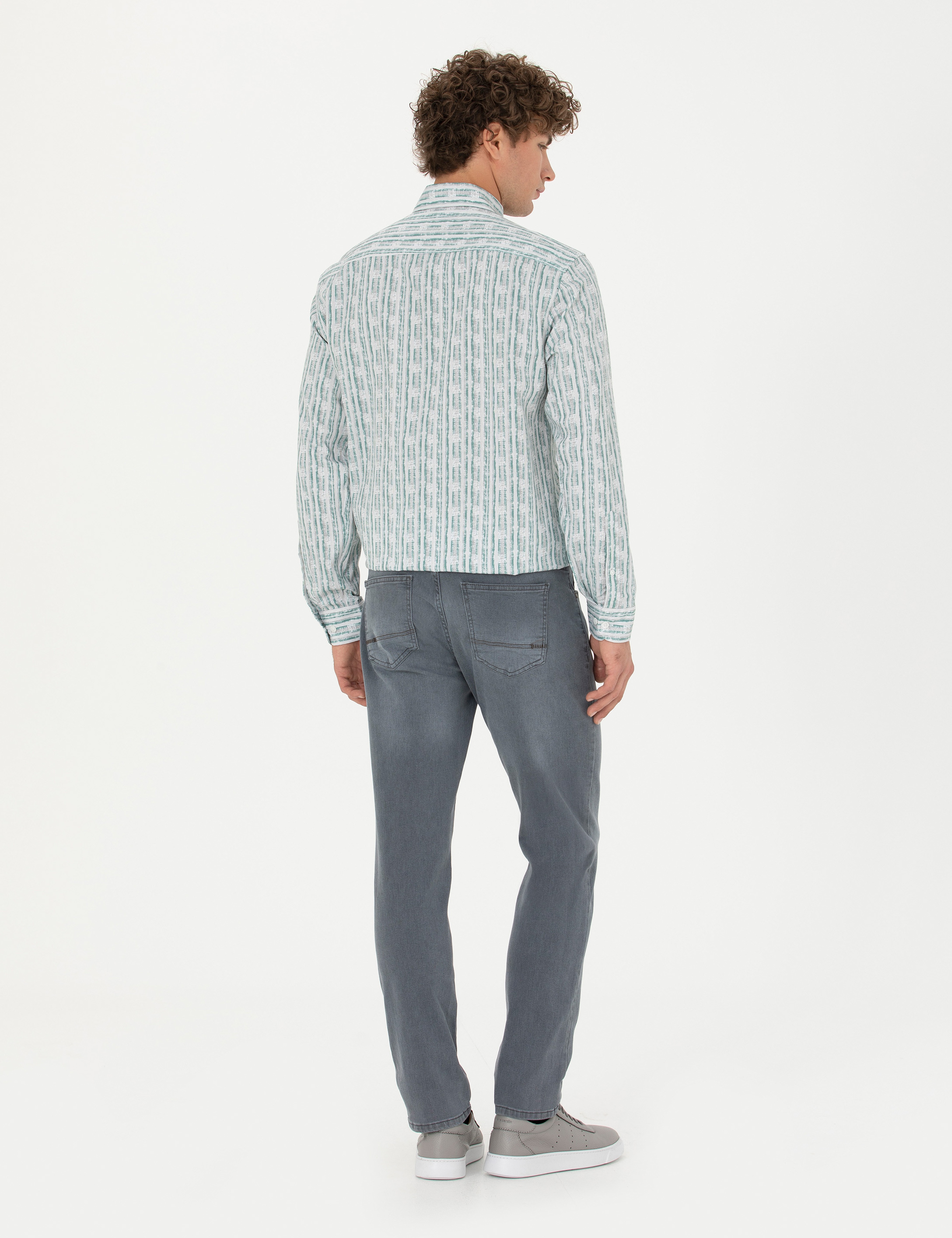 Gri Straight Fit Jean Pantolon