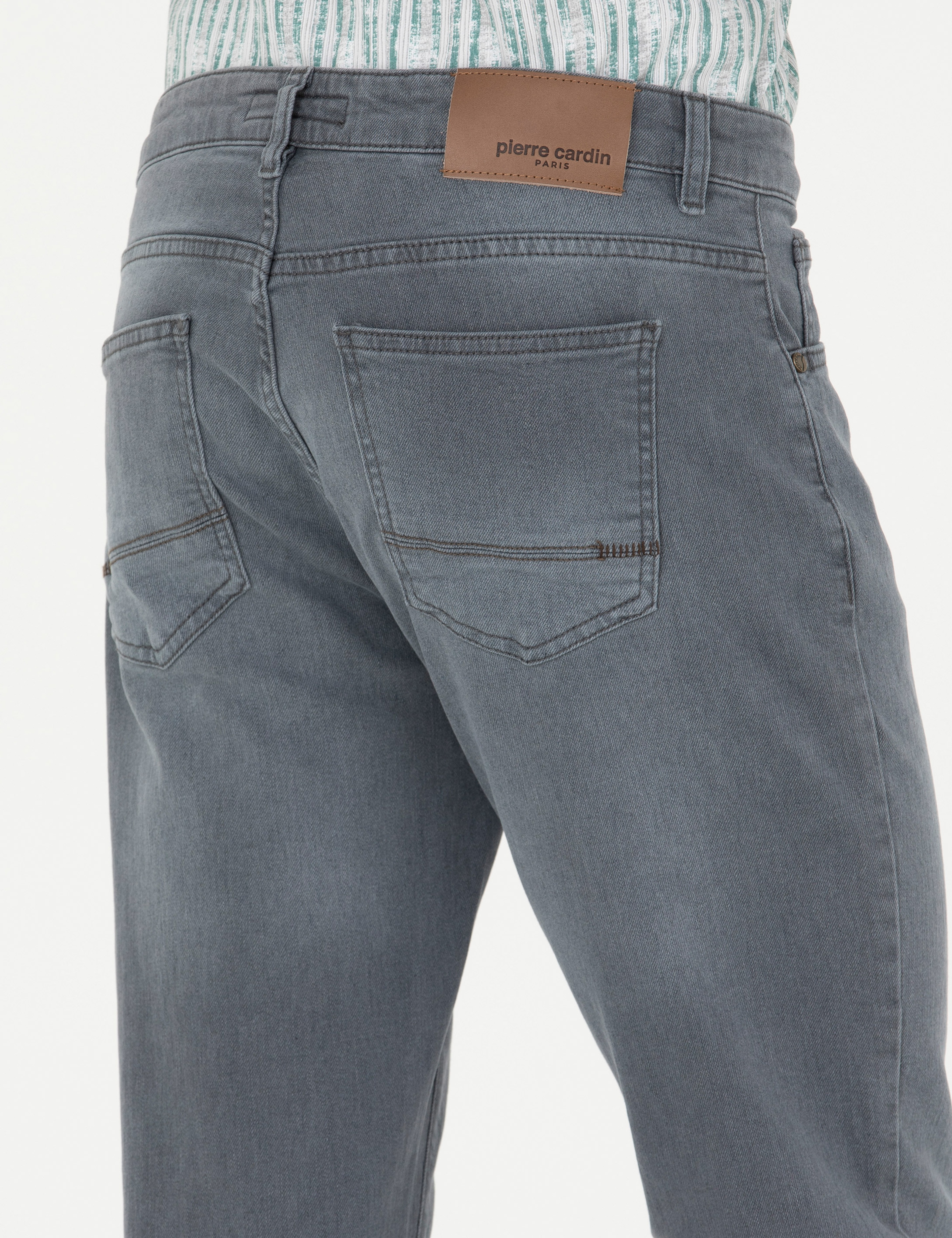 Gri Straight Fit Jean Pantolon - Image 7