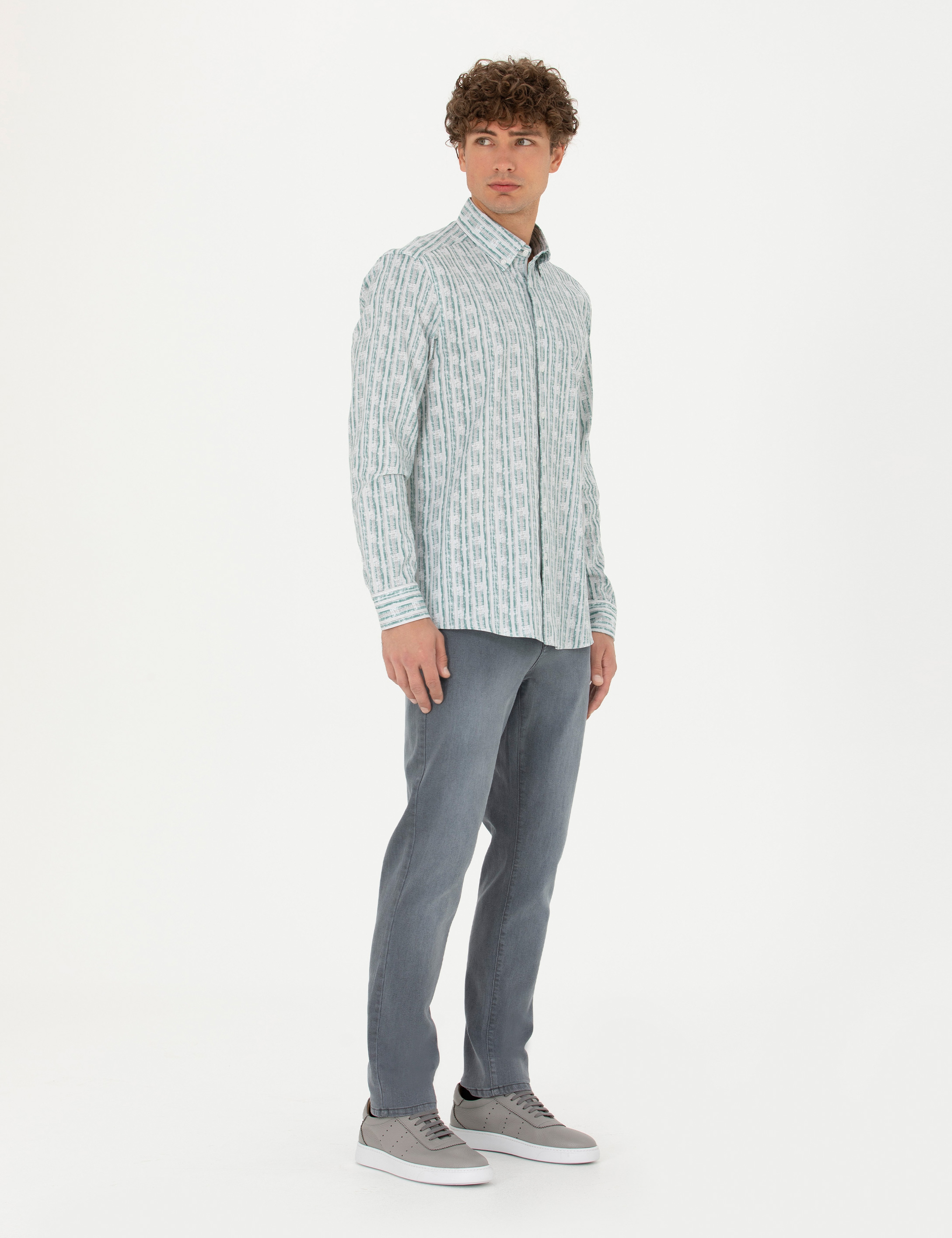 Gri Straight Fit Jean Pantolon - Image 3