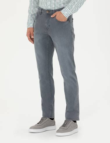 Gri Straight Fit Jean Pantolon