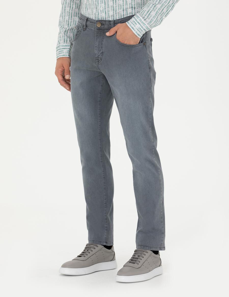 Gri Straight Fit Jean Pantolon