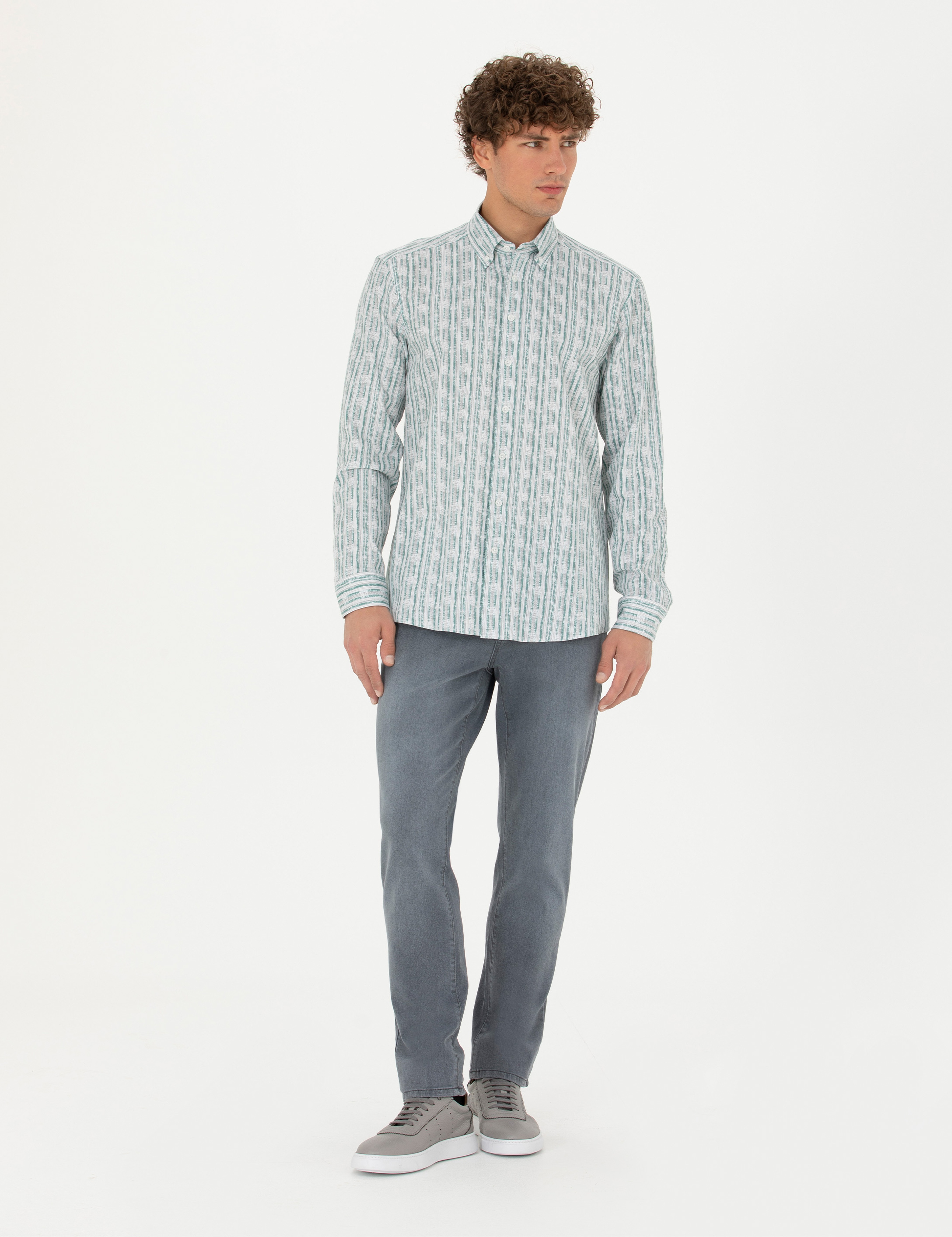 Gri Straight Fit Jean Pantolon - Image 1
