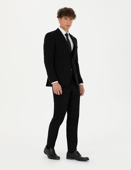 Yelekli Siyah Ekstra Slim Fit Takım Elbise - 50275911008