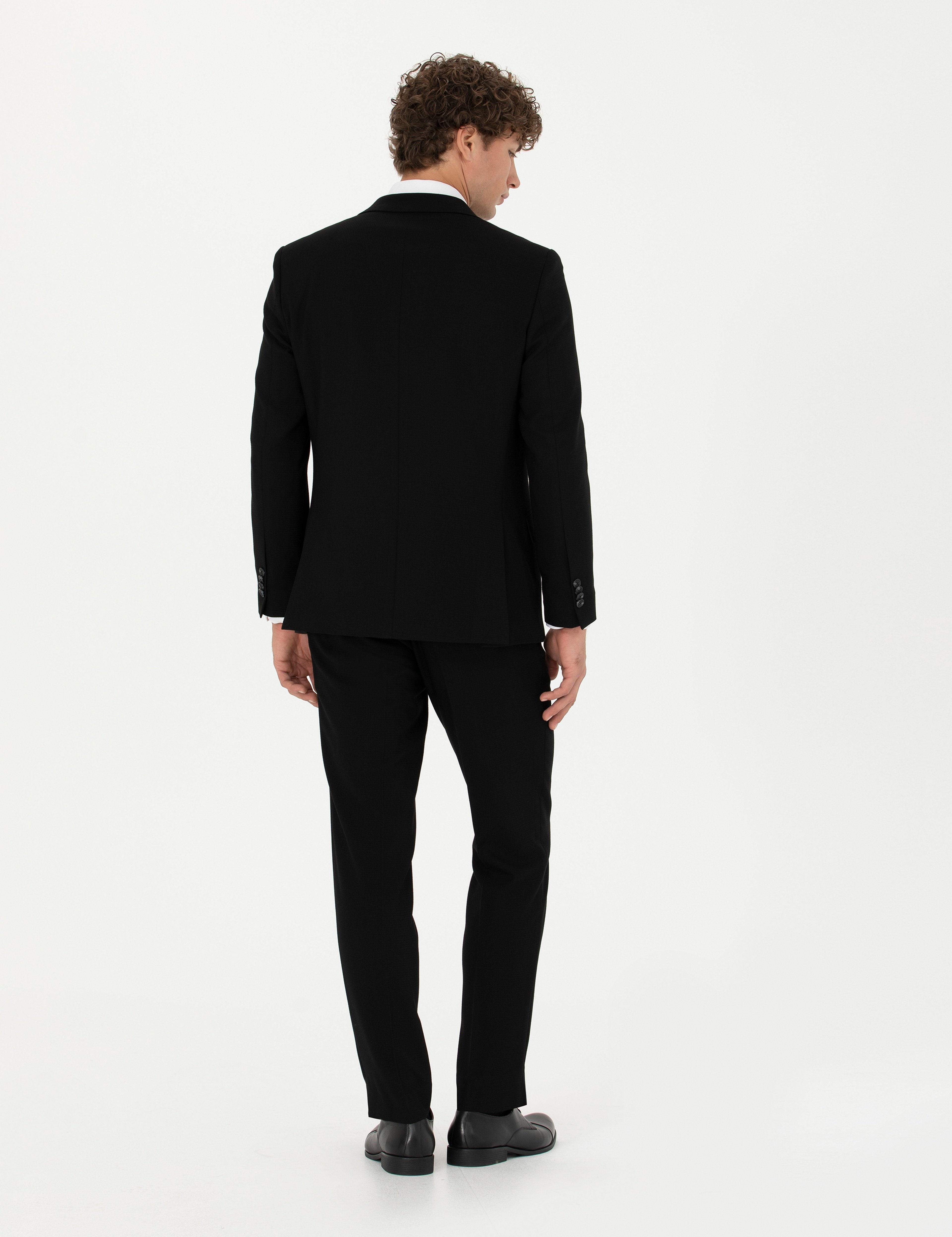 Yelekli Siyah Ekstra Slim Fit Takım Elbise - Image 5