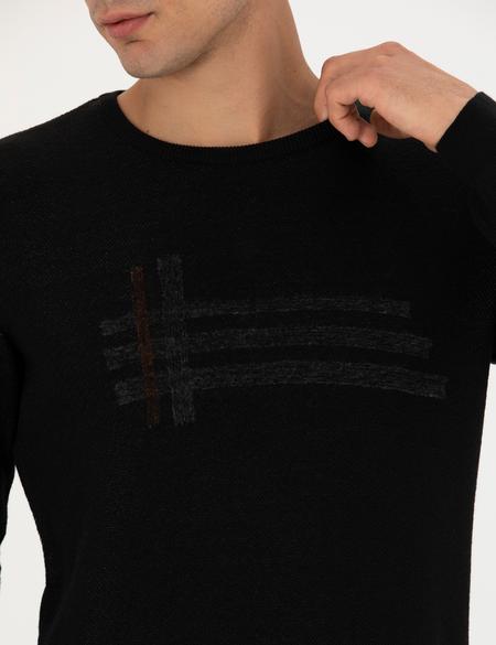 Siyah Slim Fit Bisiklet Yaka Triko Kazak - 50278091001