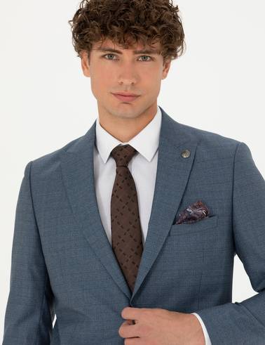 %100 Yün Koyu Mavi Ekstra Slim Fit Takım Elbise