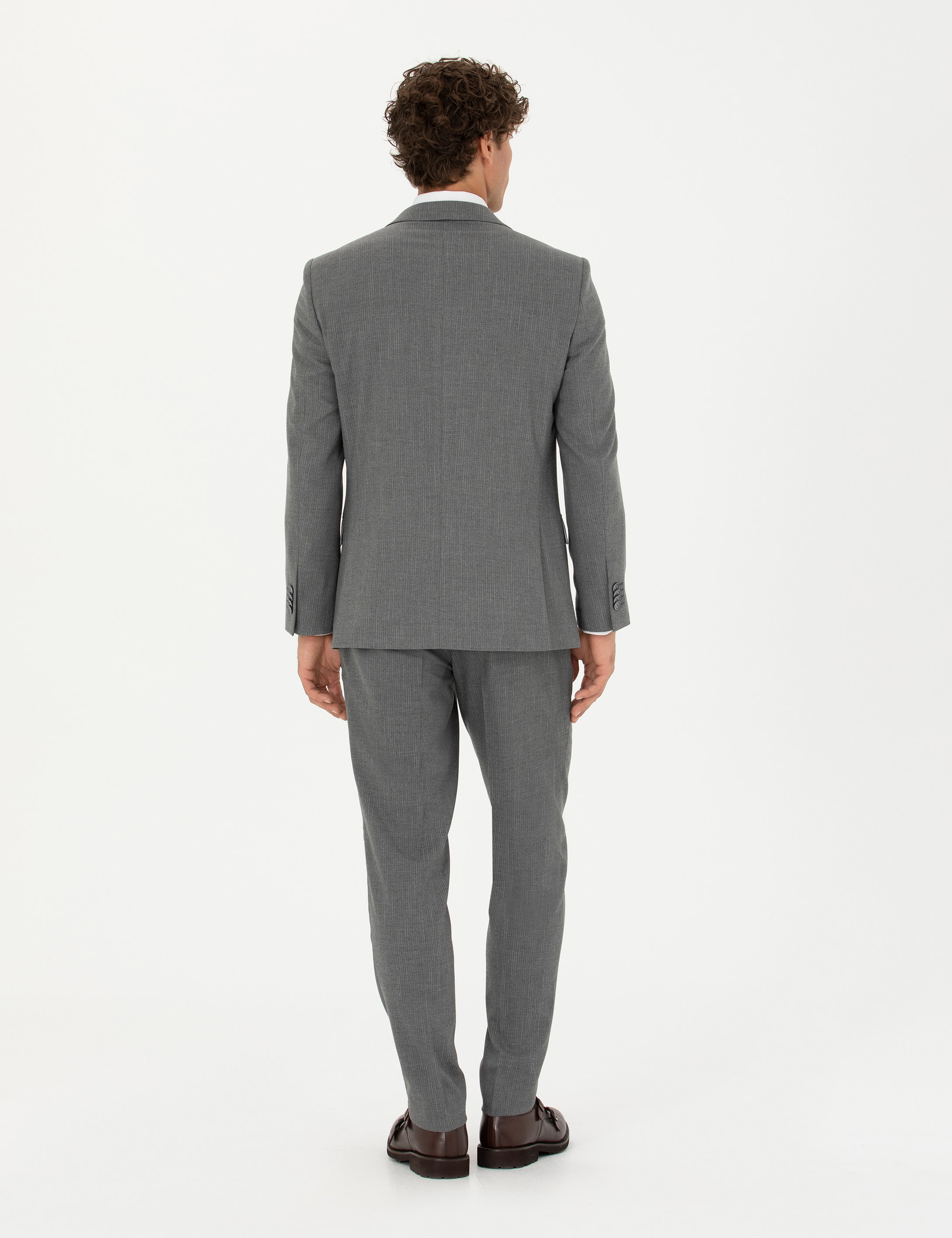 Gri Ekstra Slim Fit Takım Elbise - Image 5