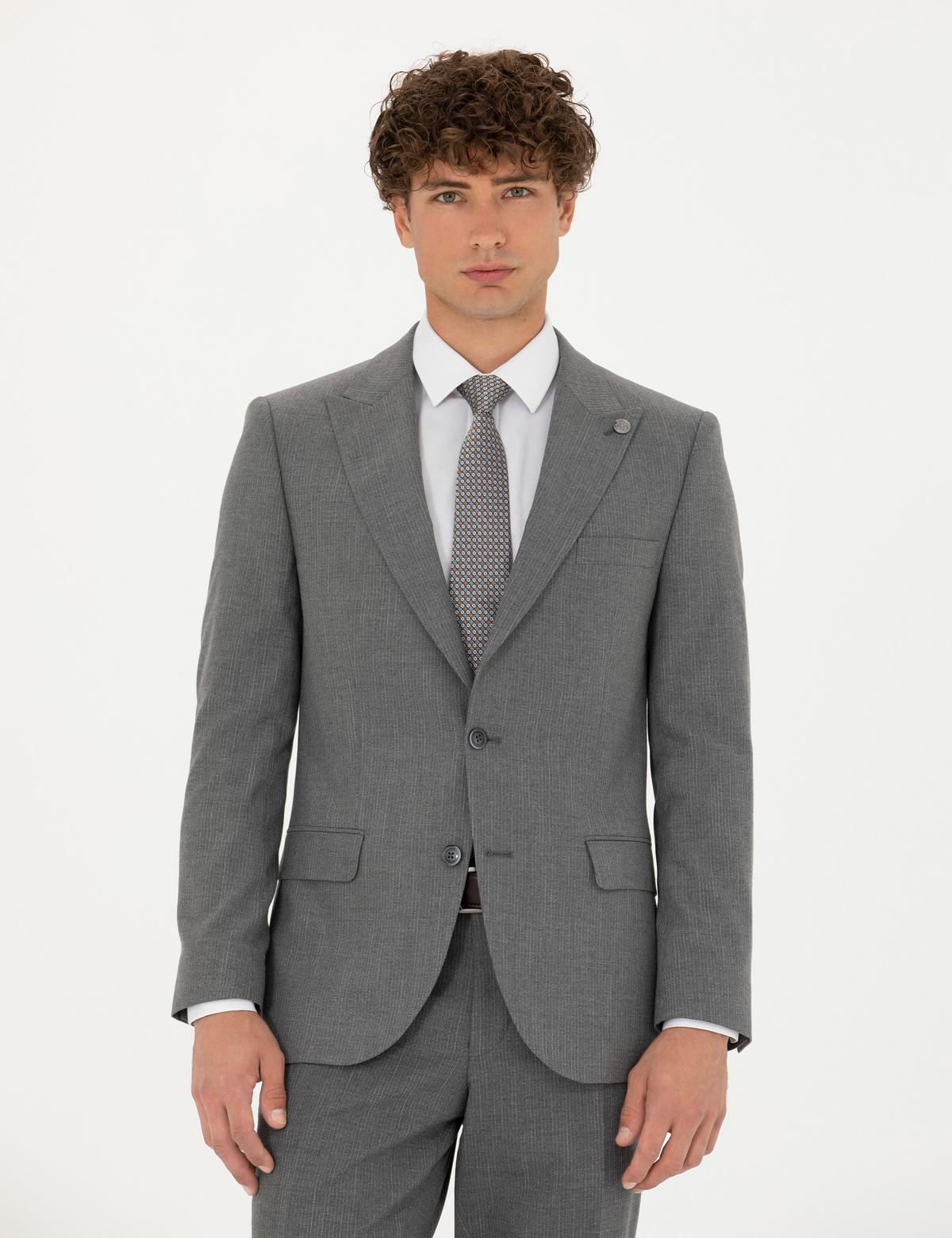 Gri Ekstra Slim Fit Takım Elbise - 50273545119