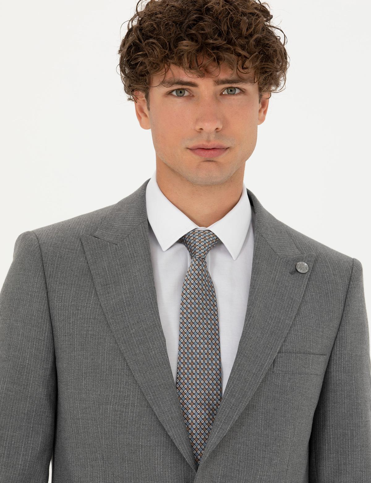 Gri Ekstra Slim Fit Takım Elbise - 50273545119