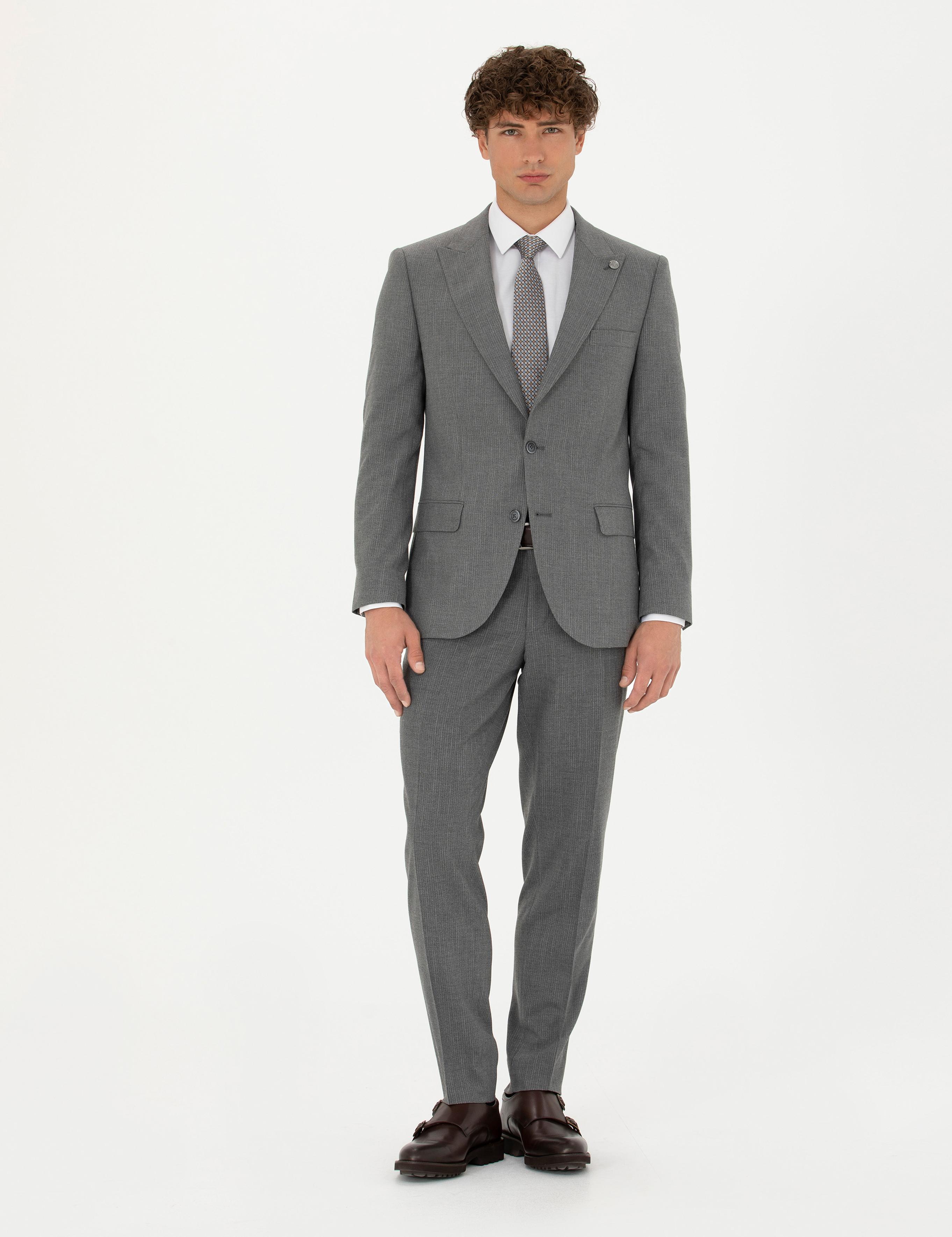 Gri Ekstra Slim Fit Takım Elbise