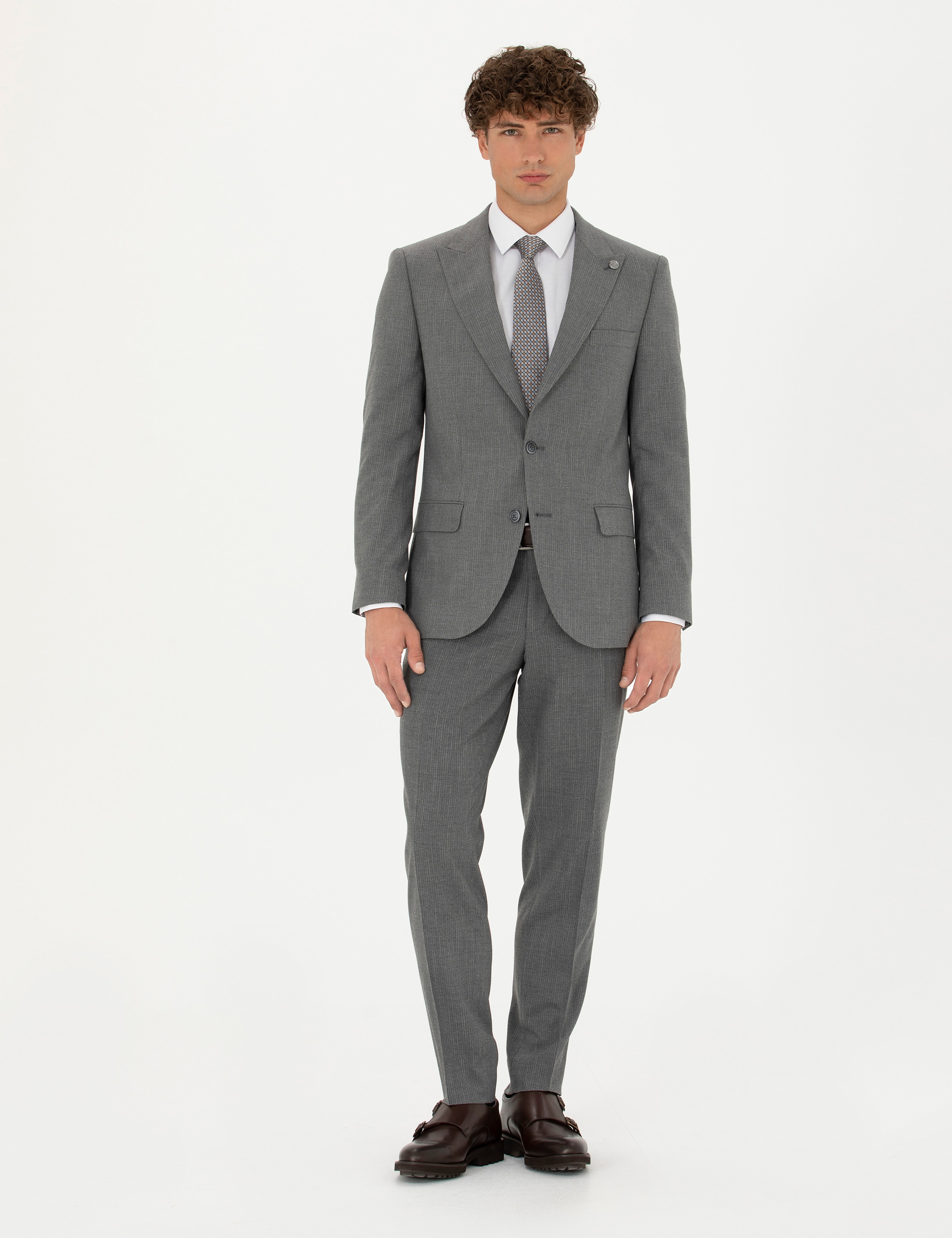 Gri Ekstra Slim Fit Takım Elbise - Image 1