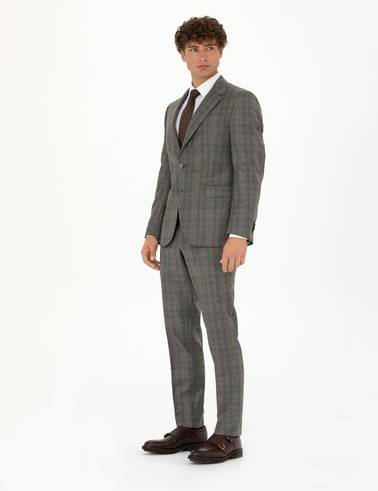%100 Yün Füme Slim Fit Takım Elbise