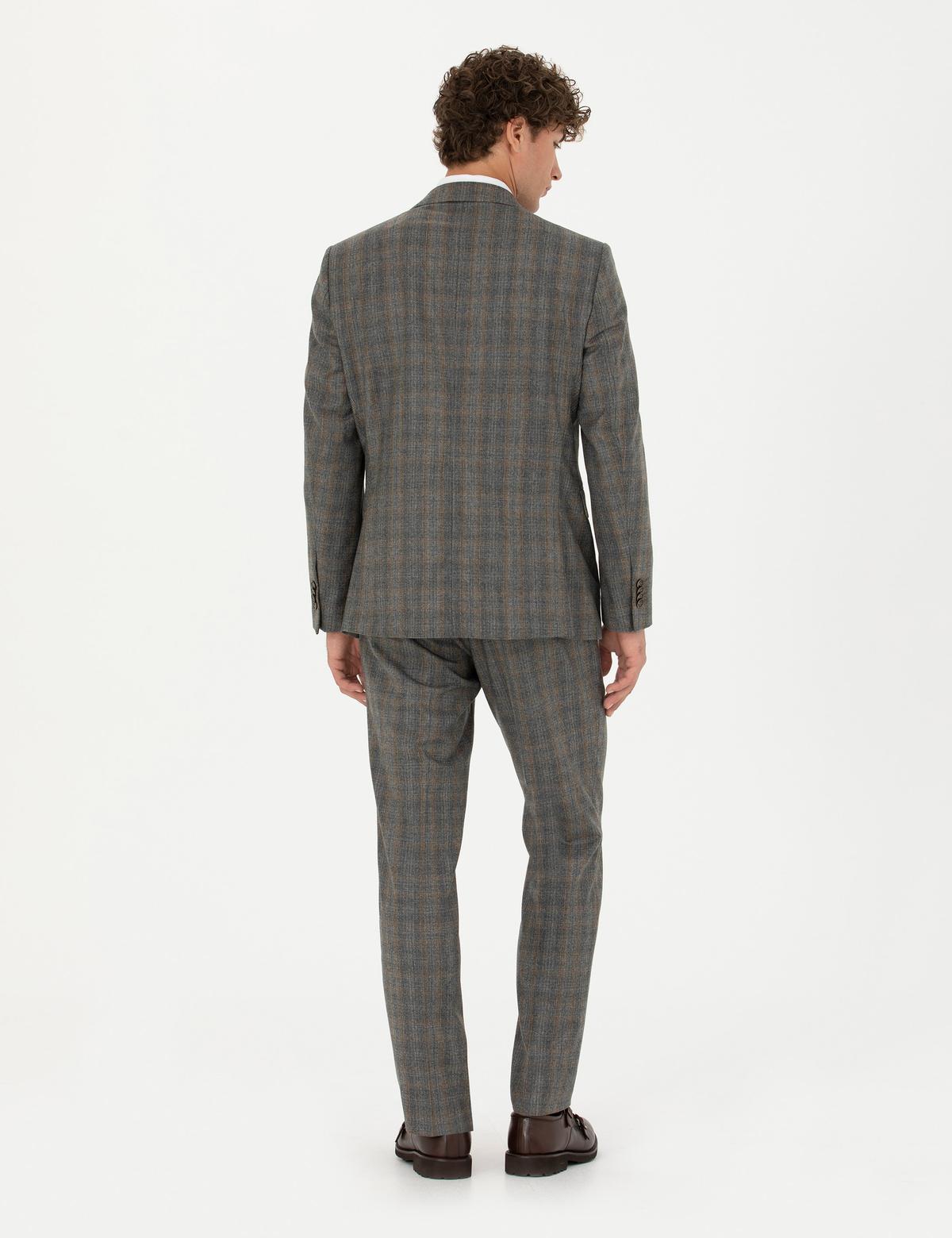 %100 Yün Füme Slim Fit Takım Elbise - 50274246128