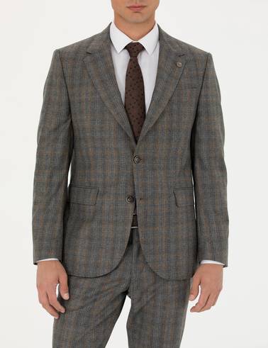%100 Yün Füme Slim Fit Takım Elbise