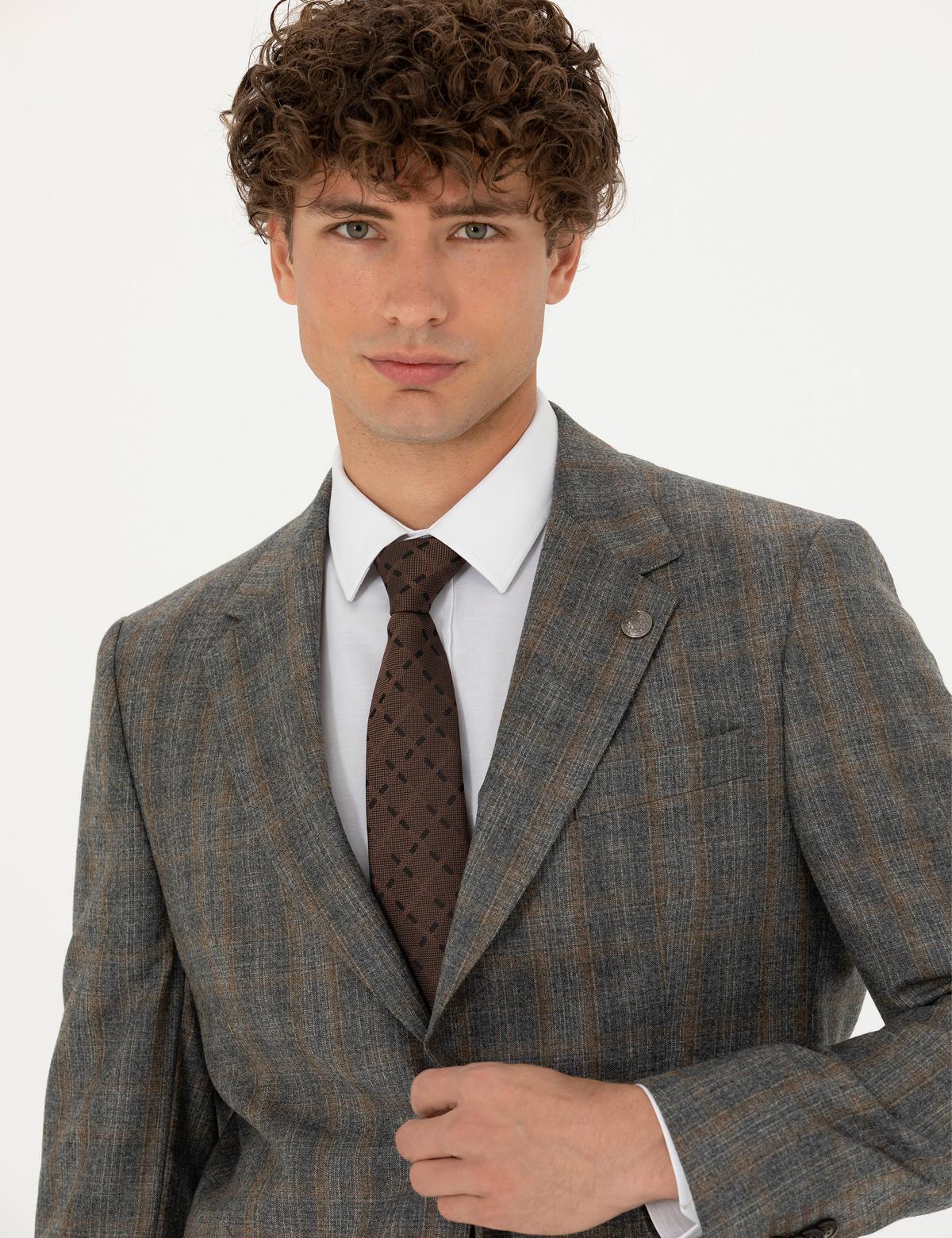 %100 Yün Füme Slim Fit Takım Elbise - 50274246128