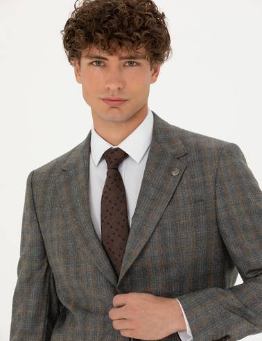 %100 Yün Füme Slim Fit Takım Elbise