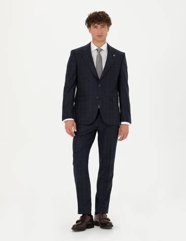 %100 Yün Lacivert Slim Fit Takım Elbise