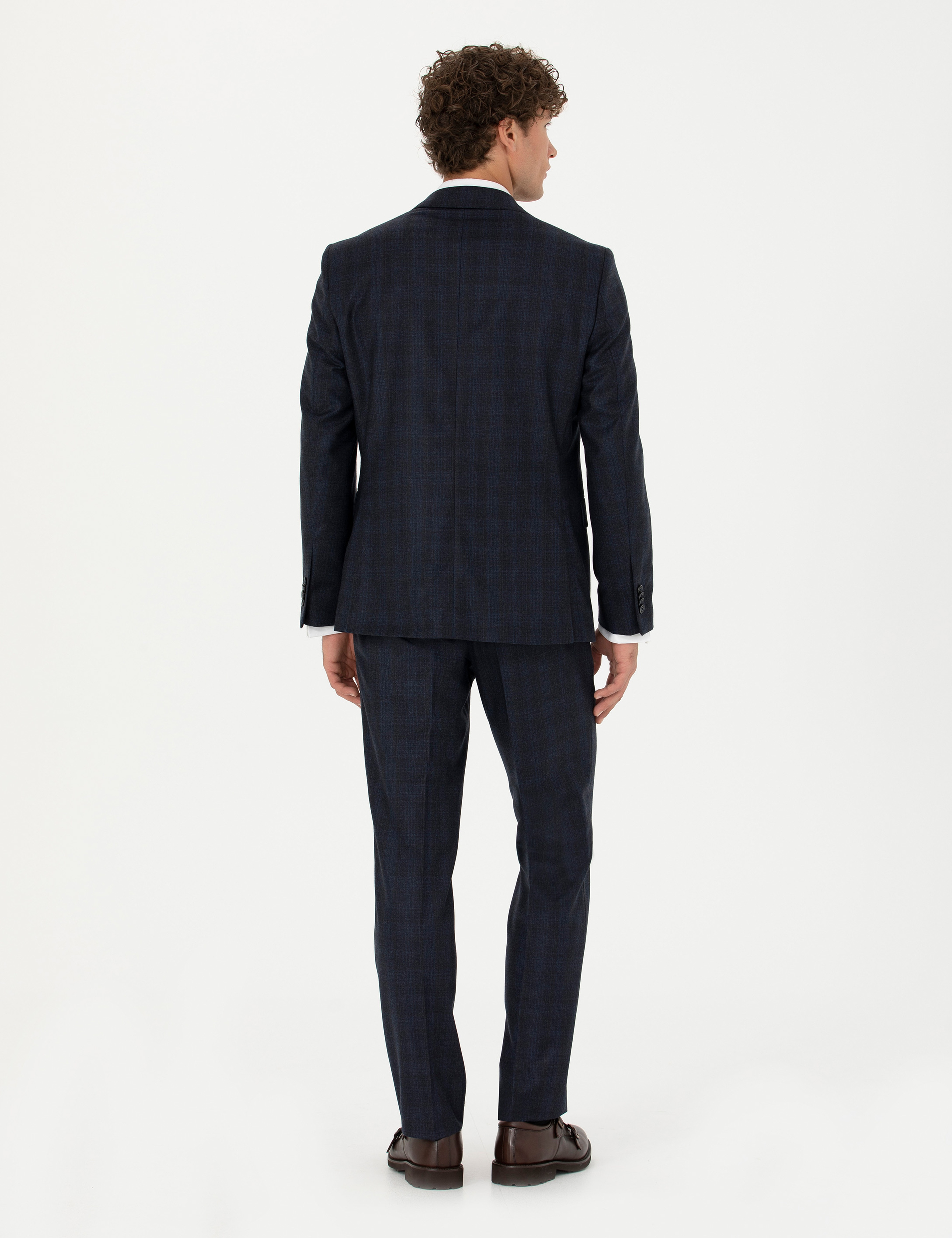 %100 Yün Lacivert Slim Fit Takım Elbise